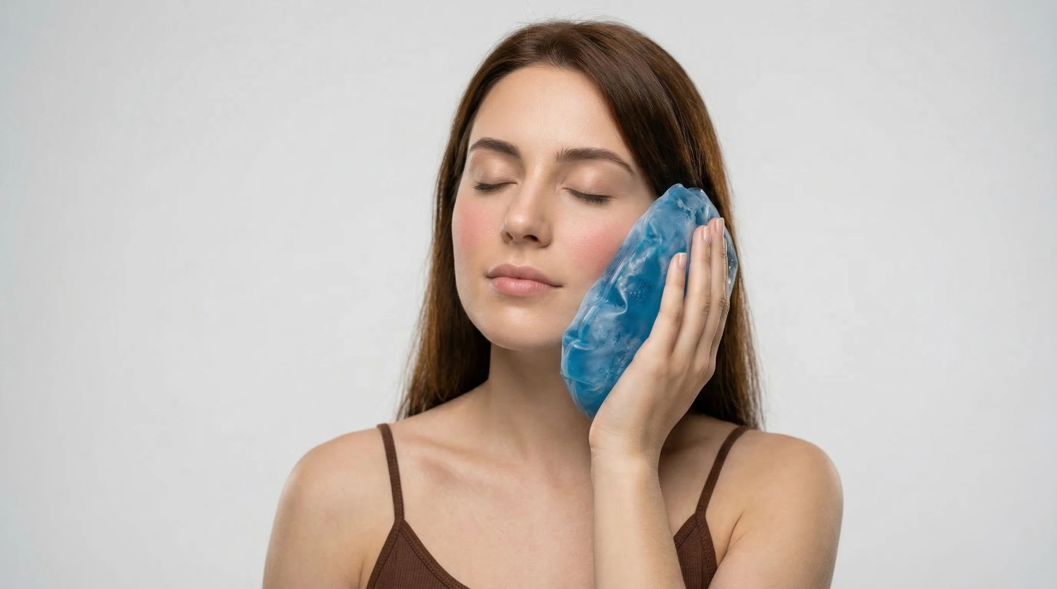 Приложить холодное к отёку щеки после удаления восьмерки