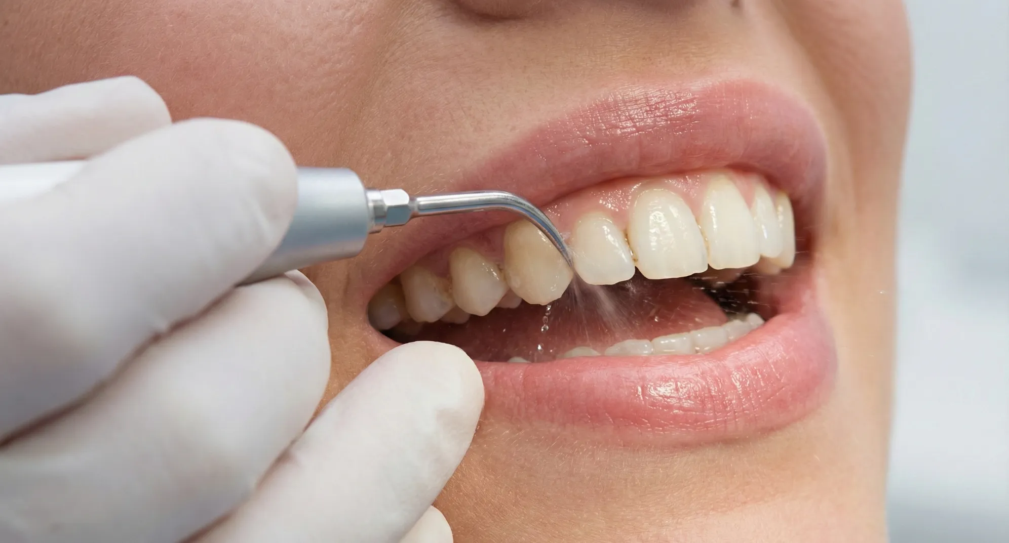 удаление зубного камня ультразвуком - этап профчистки зубов