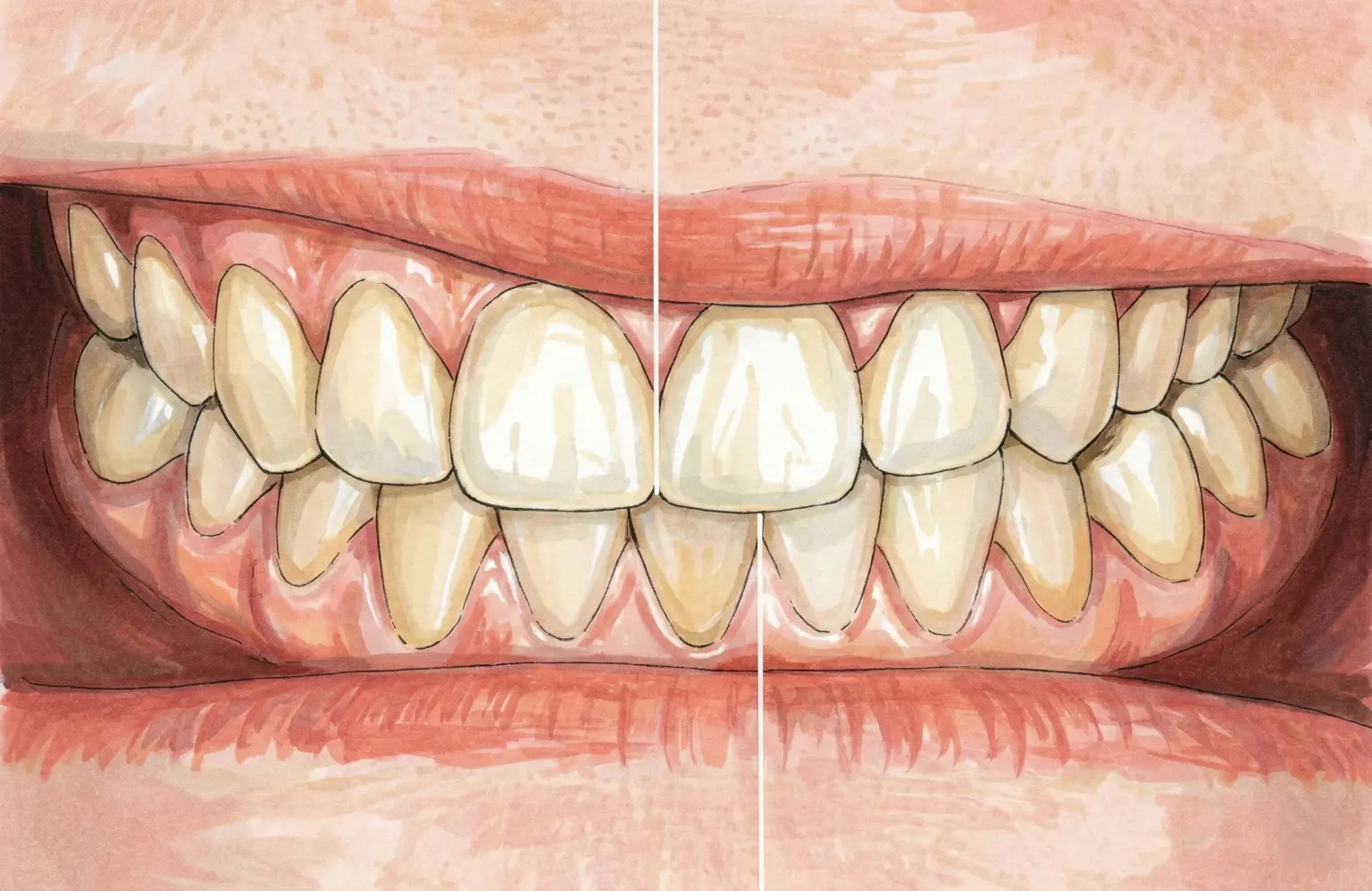 Смещение центров зубов при перекрёстном прикусе