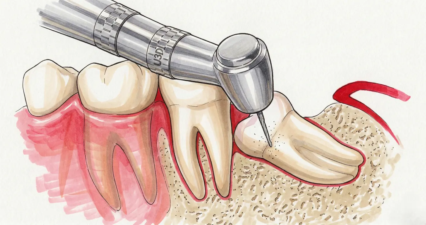 Удаление ретинированного непрорезавшегося зуба хирургически