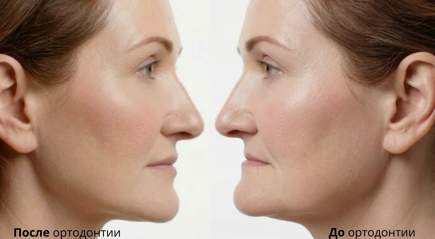 Изменение лица после восстановления высоты прикуса и ортодонтии