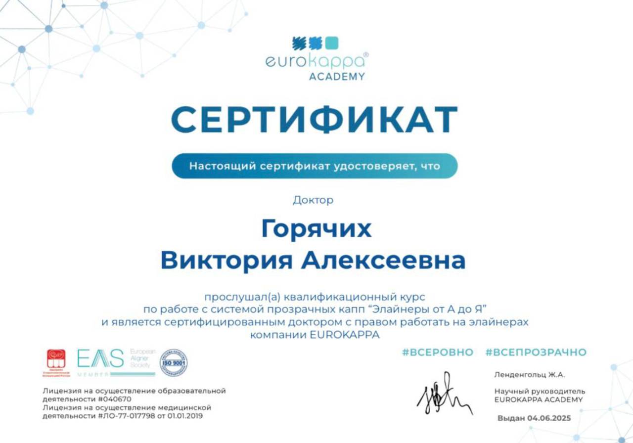Сертификат - Горячих Виктория Алексеевна